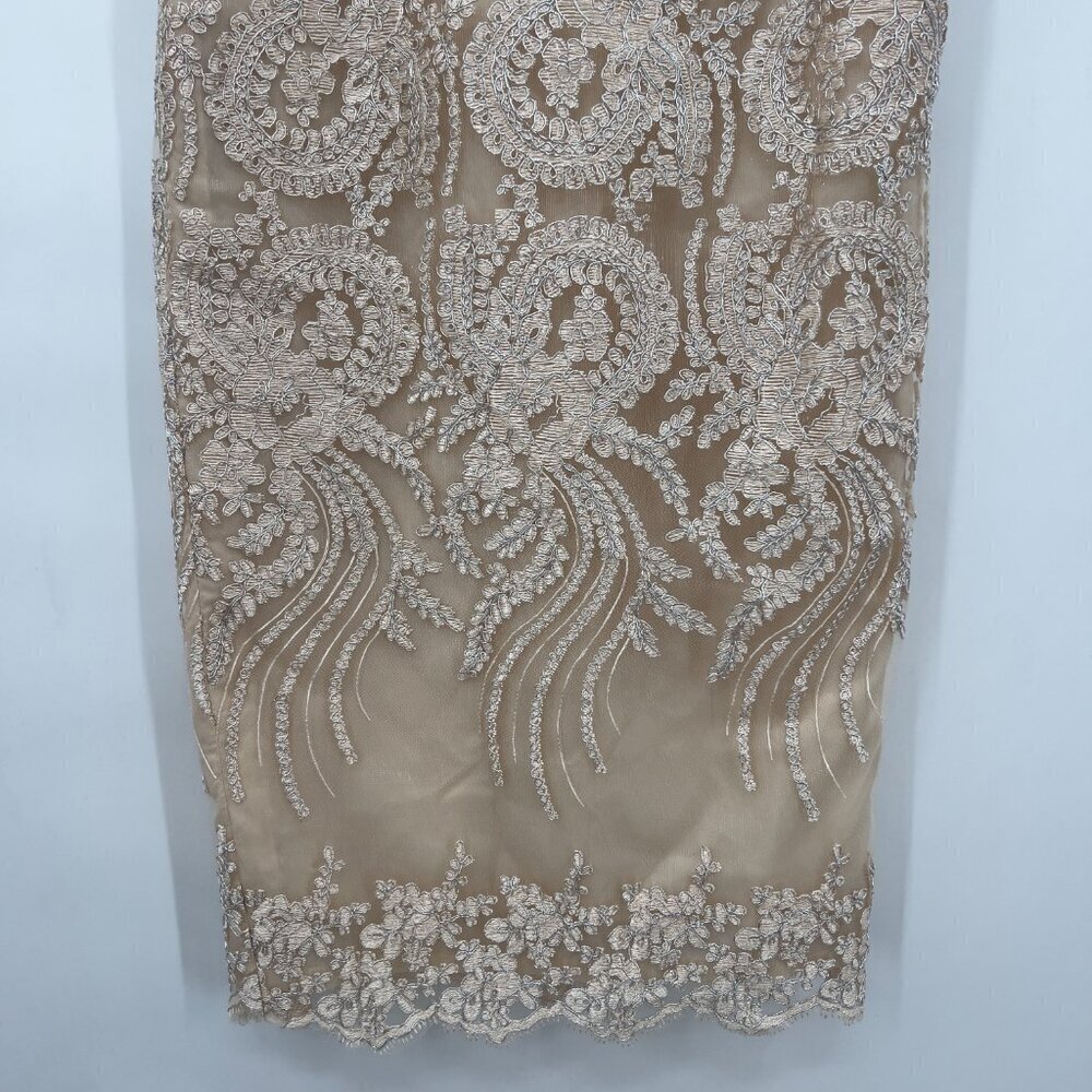Women’s Terramina Collection Cocktail Embroidered Lace Midi Skirt Beige Gold 8 - Picture 3 of 13